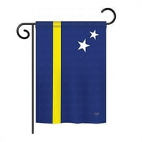 Breeze Decor BD-CY-GS-108343-IP-BO-D-US15-BD 18. In. Curacao Zastave svjetske nacionalnosti Impresioni Dekorativna vertikalna dvostrana vrtna zastava set s polom za banner