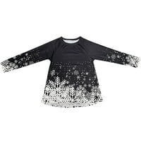 Clearfice Majice s dugim rukavima za žene Božićni trendy Snow Prints Crewneck Dukseri Lagane plus veličina