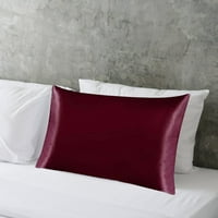 Njshnmn King Silk satenski jastučnica za kosu i kožu, mekani satenski jastuk, crveni, 20 x40