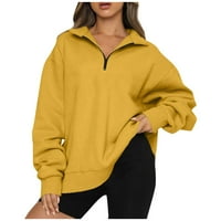 Ženske dukseve dugih rukava prevelizirani polu-zip pulover Duks Y2K dukseri Trendy Fall odjeća žuta,