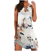 Womans Summer haljina bez rukava bez rukava Vintage cvjetna print casual Beach Hawaiian kratke A-line