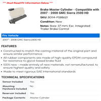 Kočnica Glavni cilindar - kompatibilan sa - GMC Sierra HD