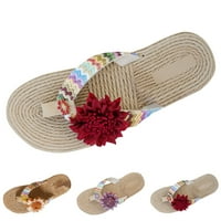 Boho Women Flip Flops Modni ljetni suncokret Suncokretoročni slamki Tkani ravni papuci za žene Bohemian