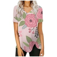 Žene Ljetne bluze Ženski okrugli dekolte Kratki rukav dolje Tunic Down-down Modni casual plus veličine