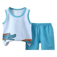 Outfit za bebe crtane odjeće za kratke prsluk od rukava od rukava bez rukava na vrhovima + kratke hlače