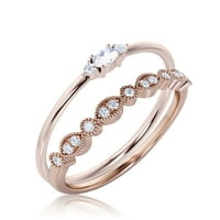 Minimalistički 1. karat tan tal rez dijamantni prsten za bajke, dainty vjenčani prsten u 10K čvrstog ruža zlata, poklon za njen, pristupačni poklon, osvajanje prstena, set za mladenke, set za brisanje