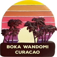 Boka Wandomi Curacao Trendy Suvenir Ručno oslikana smola hladnjača Magnet zalazak sunca i palmine dizajn