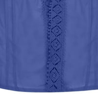 Ženski vrhovi V-izrez Čvrsta bluza Ležerne dame Ljeto Tunic vrhovi dugih rukava modni plavi xl