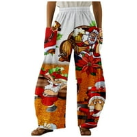 Tking Fashion ženske hlače Modni Božićni santa Claus Snowmen Print Casual Loove hlače plus veličina