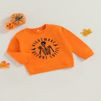 Calsunbaby Kids Girls Boys Dukseri Halloween Odjeća skeletno slovo Ispis dugih rukava Dječji pulovice
