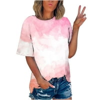 Majice sa Caveitl, ženska modna tiskana majica kratkih rukava Bluza okrugli vrat Ležerne prilike Pink,