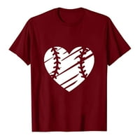 Jsaierl bejzbol mamine majice za žene Srce uzorak kratkih rukava Trendy Crew vrat ljeti vrh ljubitelje