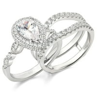 Newshe Wedding Bridal Band prsten za angažman za angažman prsten za žene Sterling srebrna 3ct kruška