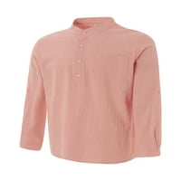 Eyicmarn muska košulja, dugi rukav Henley vrat zatvarač casual majica jeseni vrhovi sa džepnim ulicom