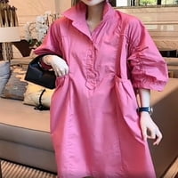 Haljina od majice Žene Haljina kratkih rukava Moda Svestrana seksi Boho stil džepa Labave haljine za