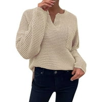 SKPBlutn prevelizirana dukserica za žene pulover vrhove prevelizirane ovratnike V-izrez Lagani zimski