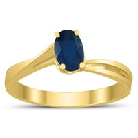 Ženski pasijans oval 6x safir draguljski prsten za uvijanje u 10k žuto zlato