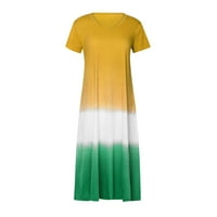Miayilima Mini haljine za žene plus veličine dnevno gradijentni boja boja blok labav V-izrez Haljina