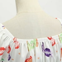 Haljina srednje dužine za žene elastična struka lisnata ruka slim haljina kvadratna vrata cvjetna print