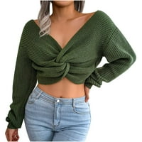 Idoravan džemperi za žene pad čišćenja Ženska modna casual šareni dugi rukav sa ramene džemper s džemper