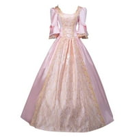 Renesansne svečane haljine za žene ružičaste lolita maxi haljina Tri četvrtine ruffle rukava plus veličina