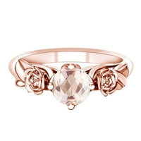 1. Okrugli oblik karata Simulirani ružičasti morgarite ružičasti i listovni prsten 14K čvrstog ruža