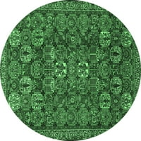Ahgly Company u zatvorenom okruglom perzijskim smaragdnim zelenim tradicionalnim prostirkama, 8 'kruga