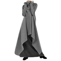 Symoid Maxi haljina za žene - labavo nepravilno čvrsti rub dukserirt turtleneck pulover haljina siva