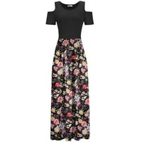 MLQIDK proljetne haljine za žene s kratkim rukavima Maxi Print cvjetni dress haljina casual dugačak