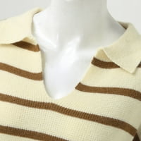 Prevelizirani džemperi za žene prugasti ispisani V-izrez dugih rukava na dugim rukavima Dukseri za odmor