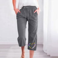 Ljetne kapi hlače za žene sa džepovima elastične struice obrezane hlače, casual široke hlače za noge