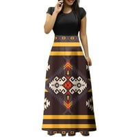 Ljetne haljine za žene Himeway Ženska moda Ležerni etnički print Okrugli vrat Kratki rukavi velike veličine
