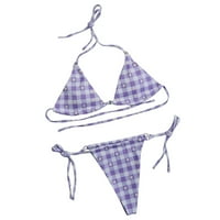 Tržni upravljački kupaći kostimi za žene bez žičara bez biciklističke plaže A-line trkač Purple L