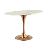 Ergode Lippa 48 Ovalni umjetni mramorni stol za ručice - ruža bijela
