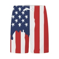 Leesechin muški kratke hlače Atletska neovisnost Dan prugastih zastava Shorts Elastična struka Hlače