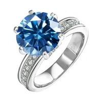5ct Moissine Wedding bendovi za žene okrugli rez D u boji VVS sterling srebrni dijamantni prstenovi