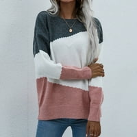 Aoksee džemperi za žene dame jesen i zima labav gornji dugi rukav pleteni džemper s vratnim džemperom