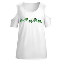 Plus size Žene Graphictps Hladno ramena Thirt casual St. Patrick tunika Tee Sexy Short Leaseve FIT Comfy
