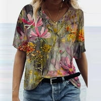 Poklonstvena ženska moda casual plus veličine Scenic Cvijeće Ispisuje po okruglim kratkim majicama
