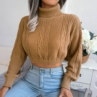 Dupljivi džemperi za žensko čišćenje Čvrsta boja pletena modna pulover turtleneck dugi rukav ležerni