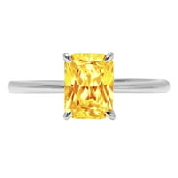 1,75ct zračenje od žute prirodne citrine 18k bijelo zlato Angažovane prstene veličine 8.25