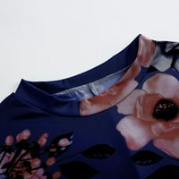 Ljetne haljine za žensku posadu vrat dužine gležnja slatka a-line cvjetni kratki rukav haljina plava