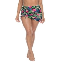Ženska mrežasta mini suknja Sheer kupaći kupaći kostim Crni cvjetni XL