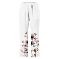 Ženske hlače Žene Ležerne prilike labave pantalone elastične struke Jednostavni cvijet za džepne pantalone