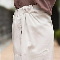 Plus veličina Žene CAPRIS hlače za vuču visokog struka Čvrsta boja Široka noga Duljina koljena Džepovi