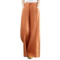 LisingTool Ženske hlače Žene Ljetne pamučne pamučne pantalone visoke struk široke pantalone sa širokim