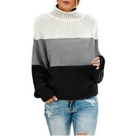 AWDENIO zimski džemper za žene čišćenje pletene boje koja odgovara dugim rukavima okrugli vrat Stripr