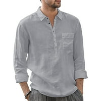 Safuny muške labave pamučne majice džep jesenski proljetni rever gumb pulover čvrste teženje odjeće