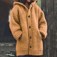 Yinguo ženski pleteni kardigan džumper dugi džemper kaput zimska topla maxi odjeća narandžasta xxxxl