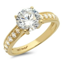 2. CT sjajan okrugli rez pravi prirodni dijamant VS1-VS J-K 14K Yellow Gold Remise Remise Vjenčanje Izjava o angažmanu Dizajnerska prstena veličine 4